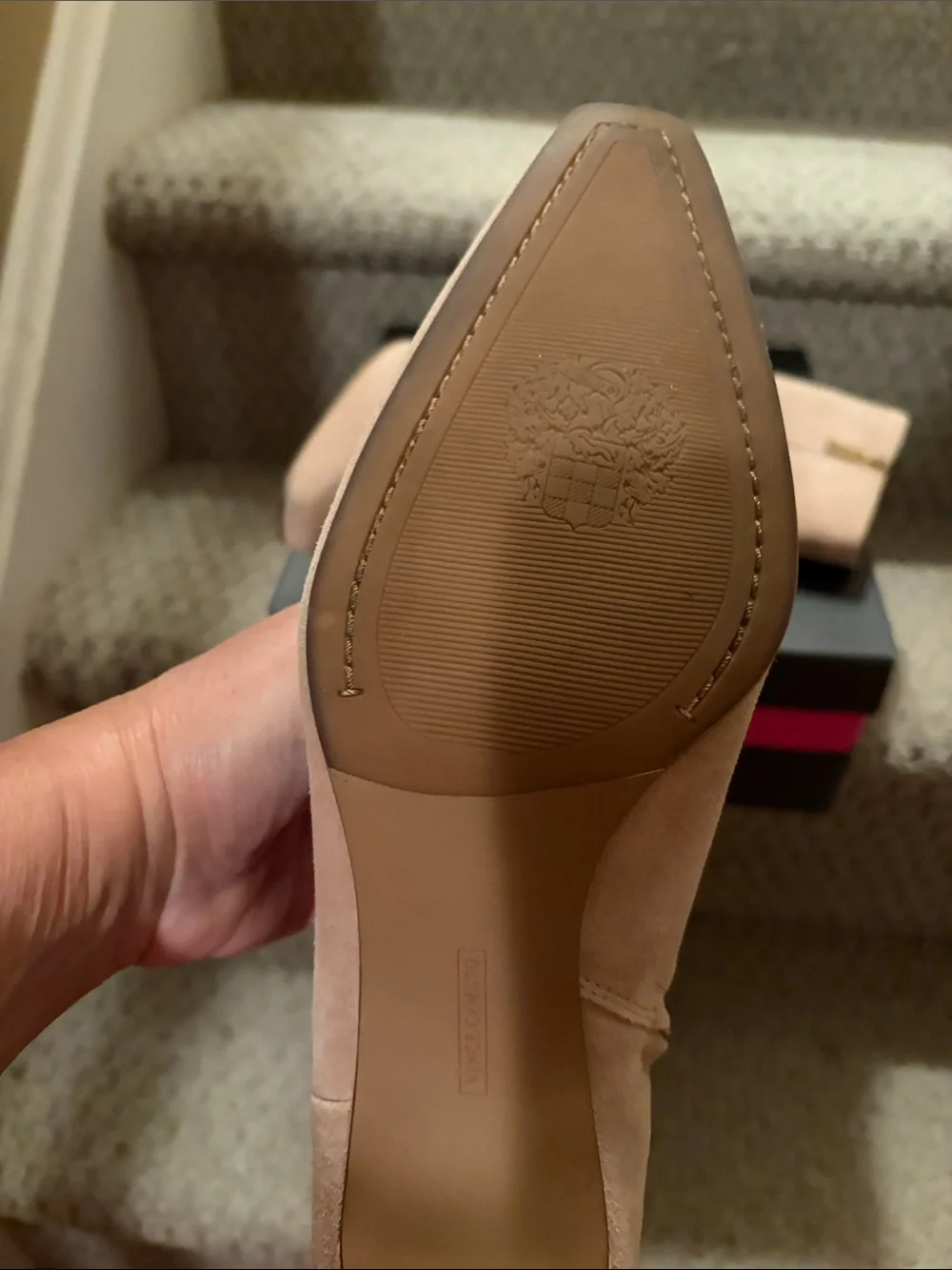 Vince Camuto Beige  Suede Almond-Toe Ankle Boots